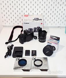 Canon EOS M50 + EF-M 15-45m + Adattatore + filtri
