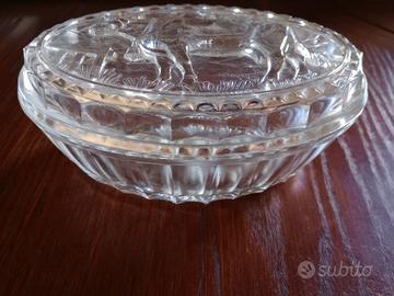 Portaburro anni 50 in Vetro con mucca in rilievo 