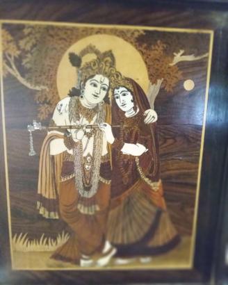 QUADRO LEGNO INTARSIATO RADHA KRISHNA QUADRI