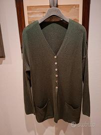 cardigan donna verde salvia misto cotone M over