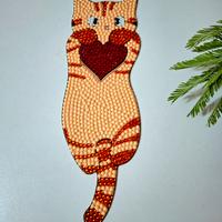segnalibro Gatto rosso con cuore