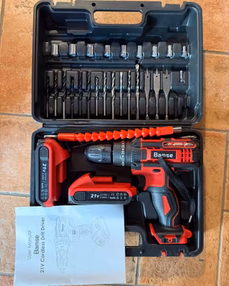 Trapano avvitatore a batteria Bamse 21V 2 batterie