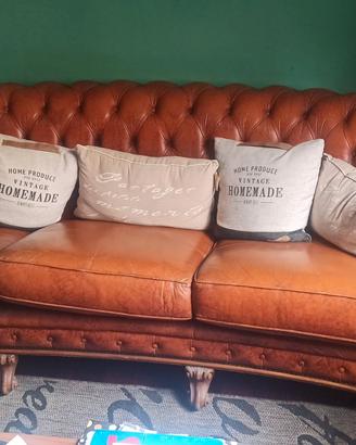 Salotto vintage del 1949 artigianale in vera pelle