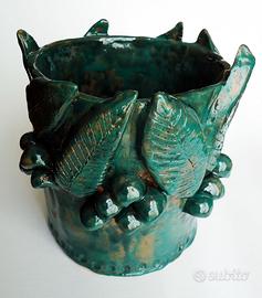 VASO IN CERAMICA DECORATO H 17 CM CERAMICA SICILIA