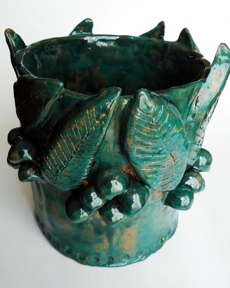 VASO IN CERAMICA DECORATO H 17 CM CERAMICA SICILIA