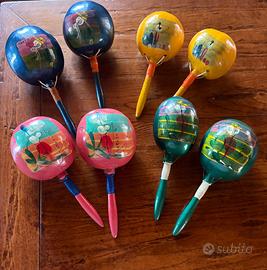 4 coppie di MARACAS MEXICO dipinte a mano