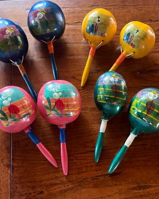 4 coppie di MARACAS MEXICO dipinte a mano