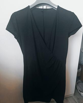 Maglia vestito nero con brillantini Calliope XL