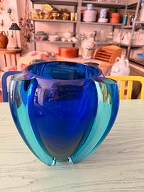Venini vaso in vetro blu