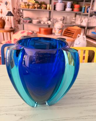 Venini vaso in vetro blu