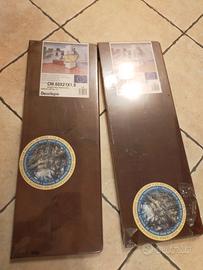Due mensole in legno di abete color noce nuove 