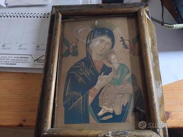 icona  e immagine sacra con cornice e vetri auten