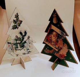 Natale - coppia alberelli in legno