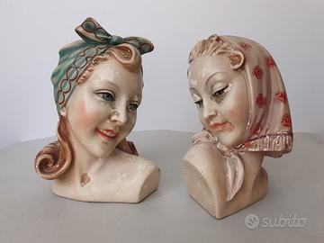 A. SANTINI, DUE MEZZIBUSTI DI GIOVINETTE, 1950 CA.