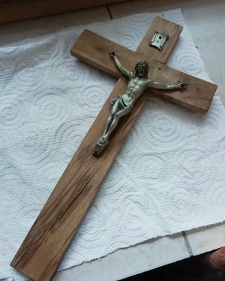 crocifisso in legno e metallo di 30 cm