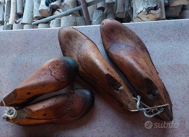 Coppia Forme Scarpe Antiche Legno da calzolaio.