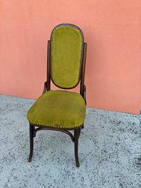 Sedia vintage legno curvato e velluto verde