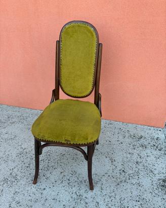 Sedia vintage legno curvato e velluto verde