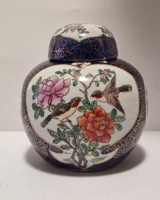 Vaso cinese in ceramica smaltato e dipinto 