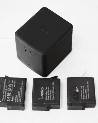 3 Batterie per GoPro HERO 5/6/7/8 + Caricabatterie