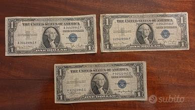 Lotto 3 Banconote 1 Dollaro Silver Certificate