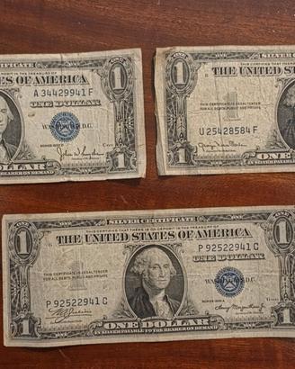 Lotto 3 Banconote 1 Dollaro Silver Certificate