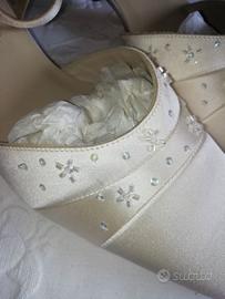 Scarpe SPOSA-CERIMONIA raso avorio 38.5-39 Cristal