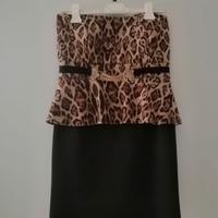 Vestito a tubino donna nero e leopardato