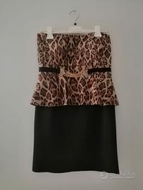 Vestito a tubino donna nero e leopardato