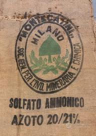 Tela e sacco di juta antichi Montecatini