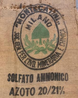 Tela e sacco di juta antichi Montecatini