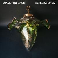 Antica rara lampada sospensione art nouveau vetro