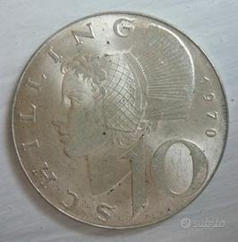 Austria 10 scellini schilling Argento 1957 67 70