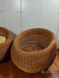 poltrone in rattan di vimini "SEDIA A PALLA"