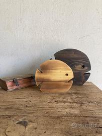 Coppia di Pesci scultura legno - pz unico handmade