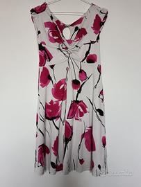 Abito estivo floreale bianco con fiori fucsia tg. 