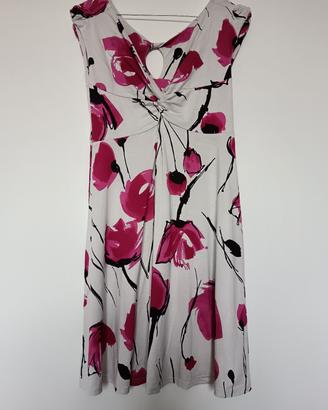 Abito estivo floreale bianco con fiori fucsia tg. 