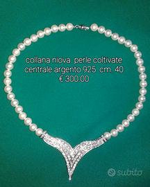 collana perle argento