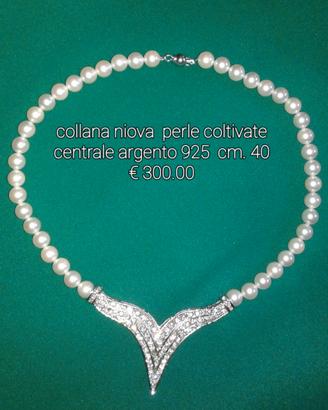 collana perle argento