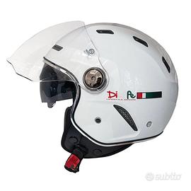 CASCO DIEFFE BIANCO LUCIDO CON DOPPIA VISIERA E PR