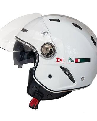 CASCO DIEFFE BIANCO LUCIDO CON DOPPIA VISIERA E PR