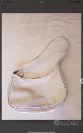 borsa a spalla tracolla corta argentata metallizza