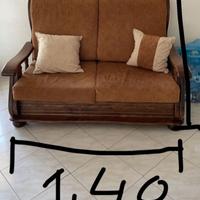 DIVANO RUSTICO 2 POSTI VERO LEGNO MASSELLO.