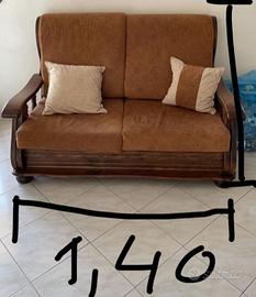 DIVANO RUSTICO 2 POSTI VERO LEGNO MASSELLO.