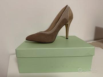 Décolleté donna Membur 38 beige + pochette, nuove