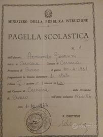 pagella scolastica 1963