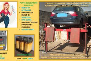 PONTE SOLLEVATORE AUTO A 4 COLONNE 220 V e 380 V