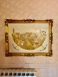 Quadro elegante con cornice oro