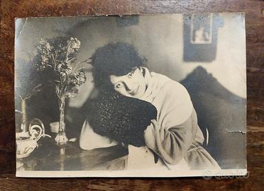 Antica Fotografia Donna D'epoca Bianco e Nero 