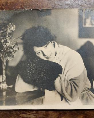 Antica Fotografia Donna D'epoca Bianco e Nero 